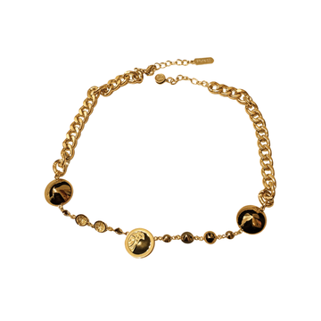 Versace Necklace featuring circular medallion pendants, gold-tone chain, available at Lestyle Boutique Melbourne