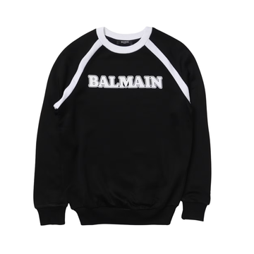 BALMAIN KIDS SWEATSHIRT featuring white piping and bold logo available at Lestyle Boutique Melbourne