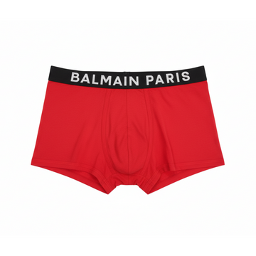 Balmain Paris boxer briefs with a bold logo waistband in red, available at Lestyle Boutique Melbourne