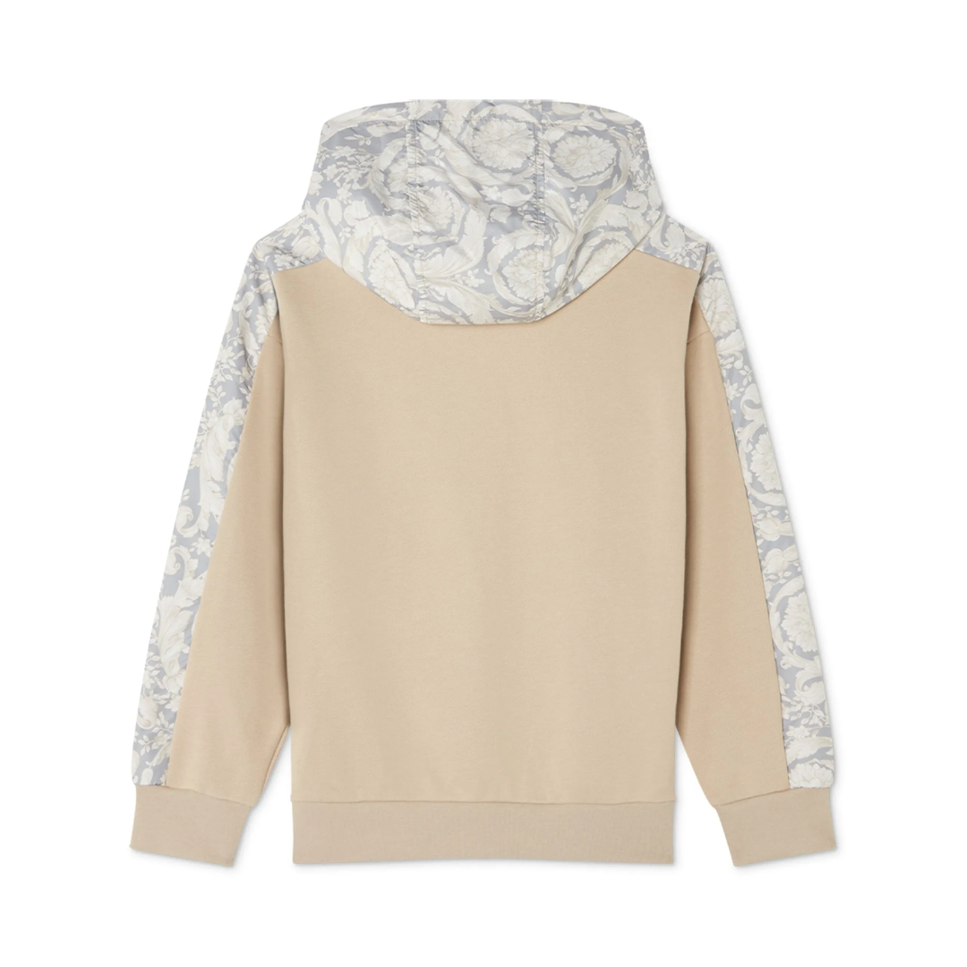 Versace Kids Hoodie featuring Barocco-print panelled design, available at Lestyle Boutique Melbourne