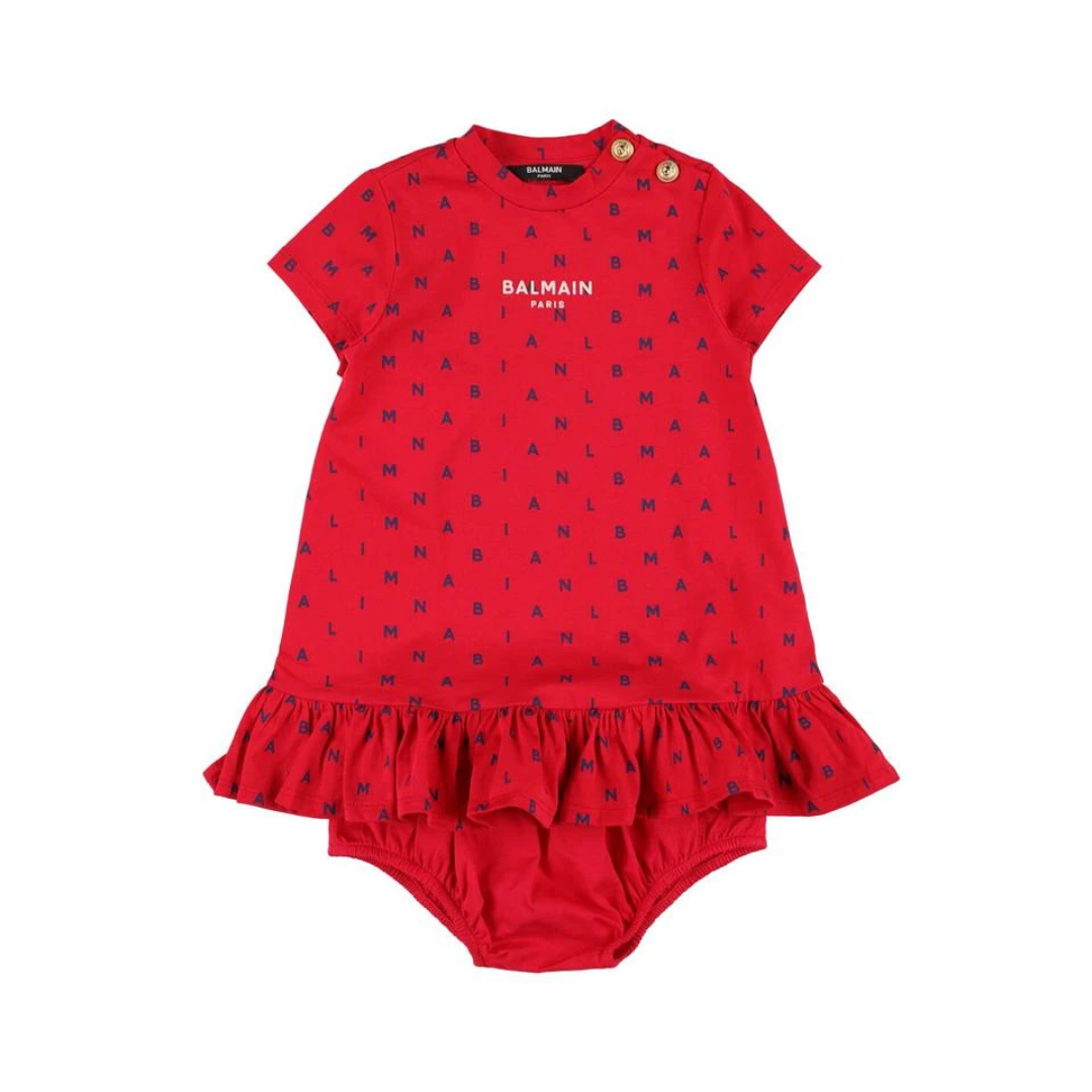 BALMAIN PARIS DRESS featuring all-over logo print available at Lestyle Boutique Melbourne