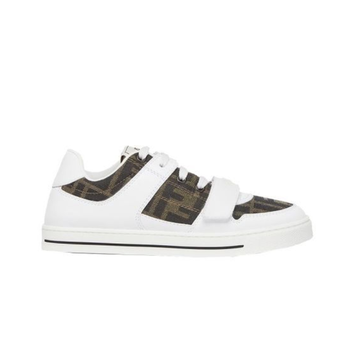 Fendi Junior sneakers featuring Velcro strap and jacquard FF logo with white rubber sole available at Lestyle Boutique Melbourne