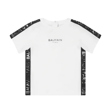 Balmain Paris T-shirt with black contrast trim and metallic branding available at Lestyle Boutique Melbourne