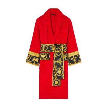 VERSACE BAROQUE BATHROBE featuring red Baroque print available at Lestyle Boutique Melbourne