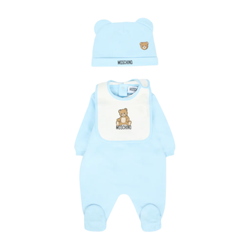 MOSCHINO KIDS SET featuring bear motif in light blue available at Lestyle Boutique Melbourne