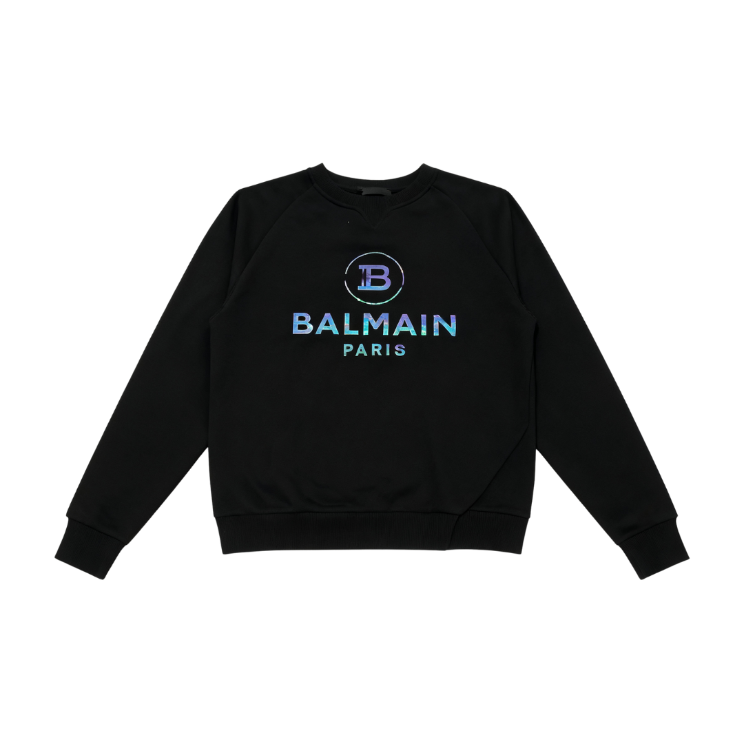 BALMAIN SWEATSHIRT featuring holographic logo available at Lestyle Boutique Melbourne