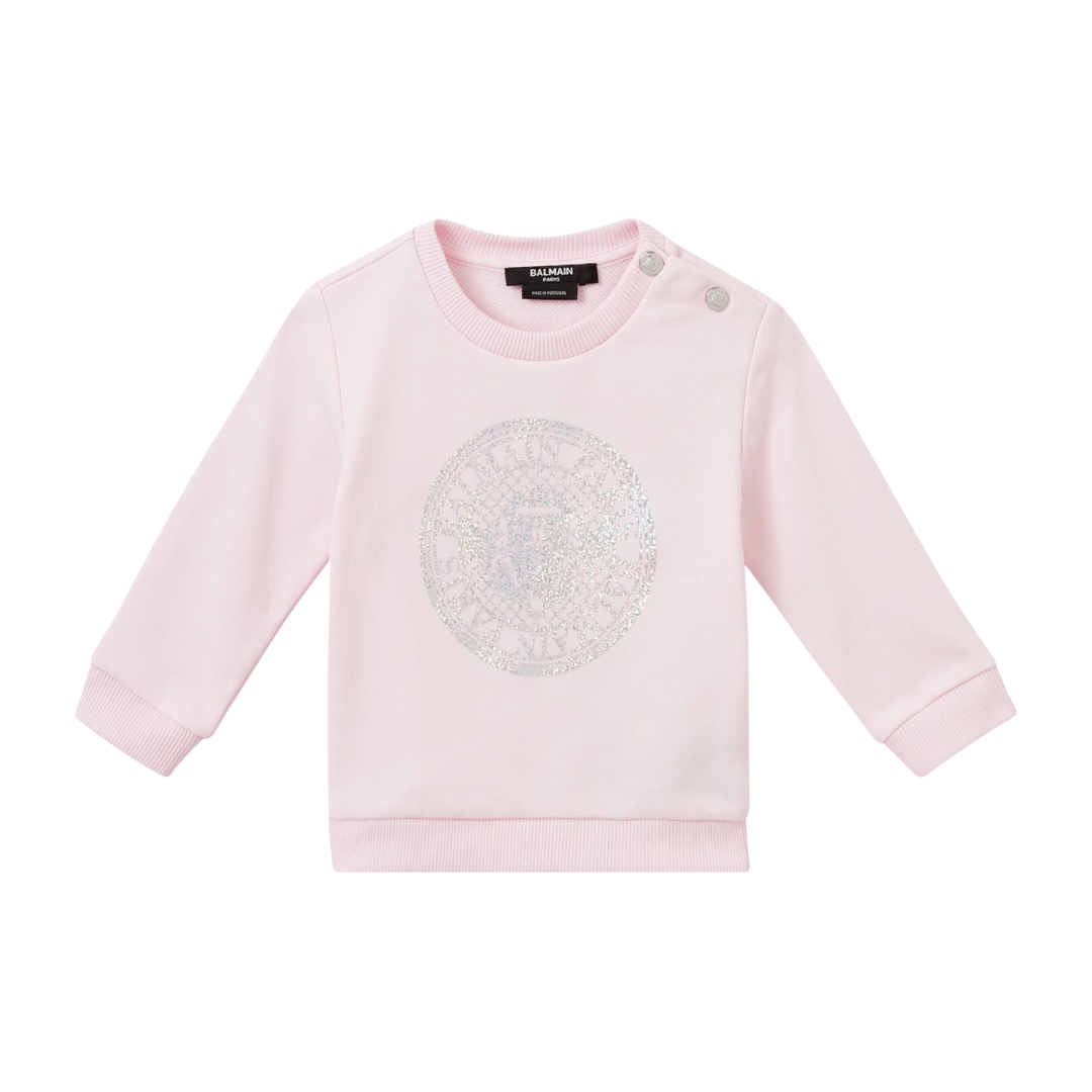 BALMAIN LOGO PRINT SWEATSHIRT IN COTTON featuring shimmering logo available at Lestyle Boutique Melbourne
