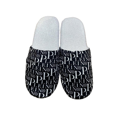 PHILIPP PLEIN slippers featuring logo-pattern design with plush lining available at Lestyle Boutique Melbourne
