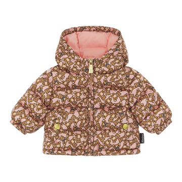 Moschino infant jacket with pink teddy bear logo all over available at Lestyle Boutique Melbourne