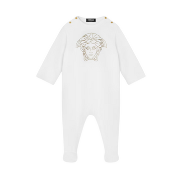 Versace Baby Sleepsuit featuring studded Medusa motif available at Lestyle Boutique Melbourne