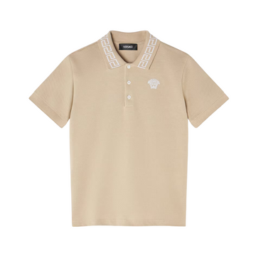 Versace polo shirt kids featuring Greca collar with Medusa embroidery available at Lestyle Boutique Melbourne