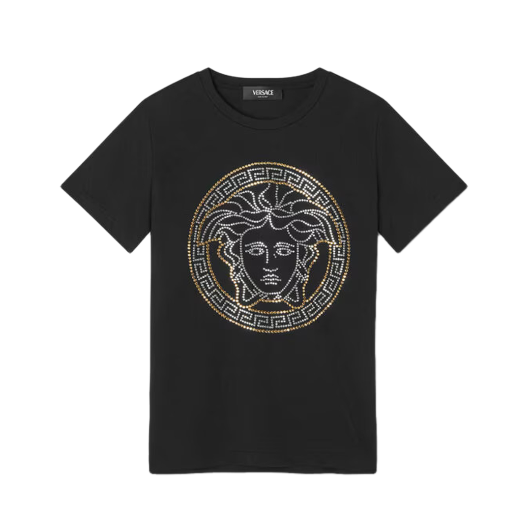 VERSACE TSHIRT featuring bejeweled Medusa head embellishment available at Lestyle Boutique Melbourne