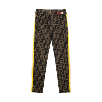 FENDI KIDS PANTS featuring FF monogram and yellow side stripe available at Lestyle Boutique Melbourne
