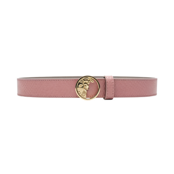 Versace belt featuring medusa buckle and pink textured snake-print leather available at Lestyle Boutique Melbourne