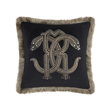ROBERTO CAVALLI Cushion featuring crystal-studded emblem available at Lestyle Boutique Melbourne