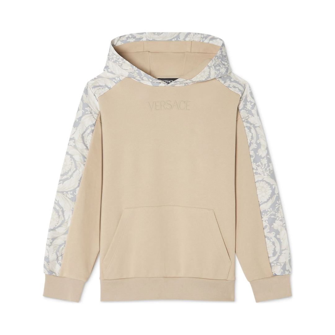 Versace Kids Hoodie featuring Barocco-print panelled design, available at Lestyle Boutique Melbourne