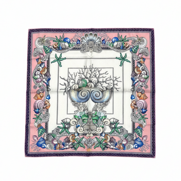 Versace silk scarf featuring sea motif with shells and coral available at Lestyle Boutique Melbourne