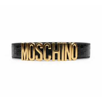 MOSCHINO BELT featuring gold-tone logo available at Lestyle Boutique Melbourne