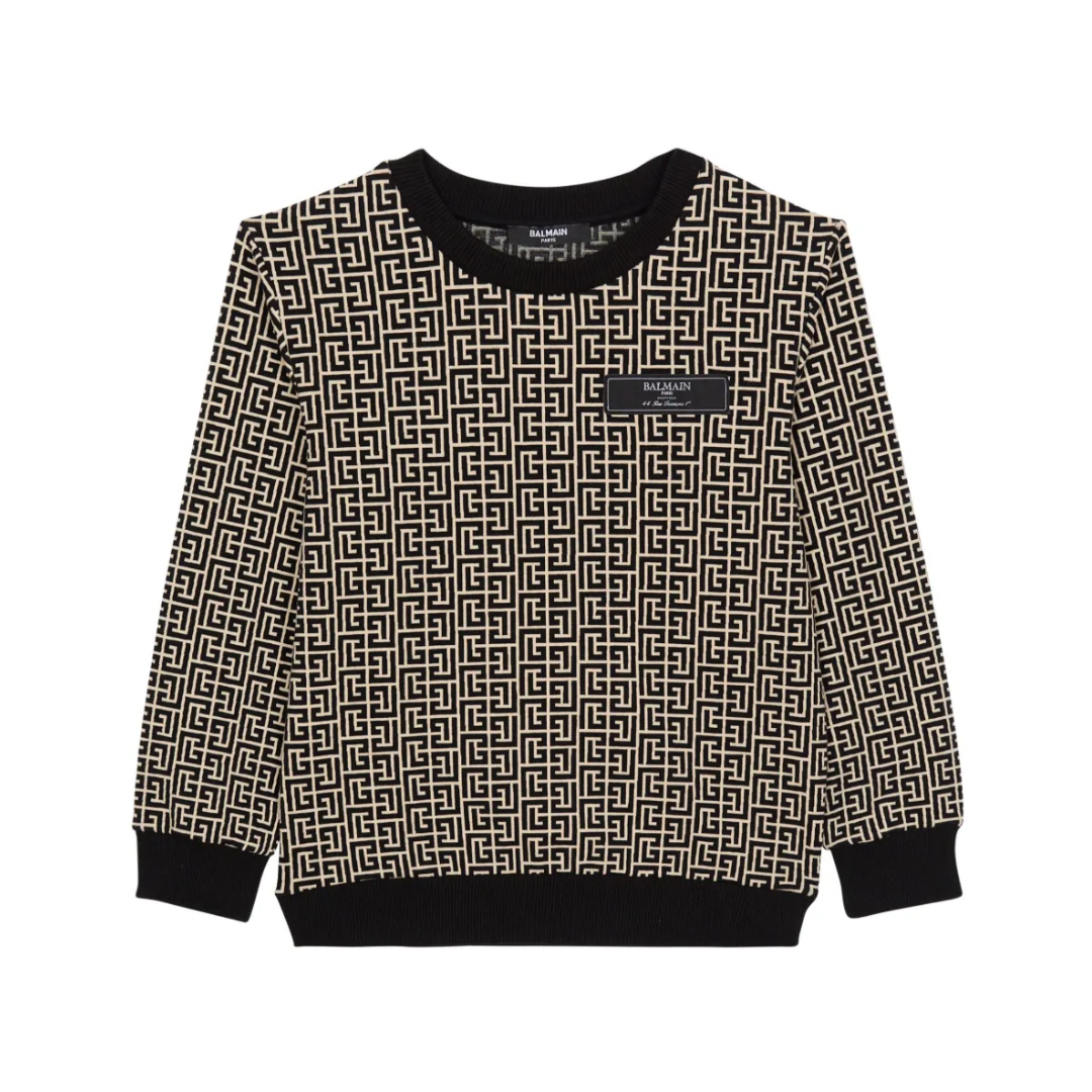 Balmain sweater featuring print logo badge available at Lestyle Boutique Melbourne