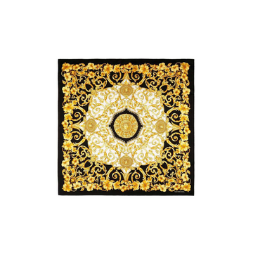 Versace silk scarf featuring ornate gold baroque pattern available at Lestyle Boutique Melbourne