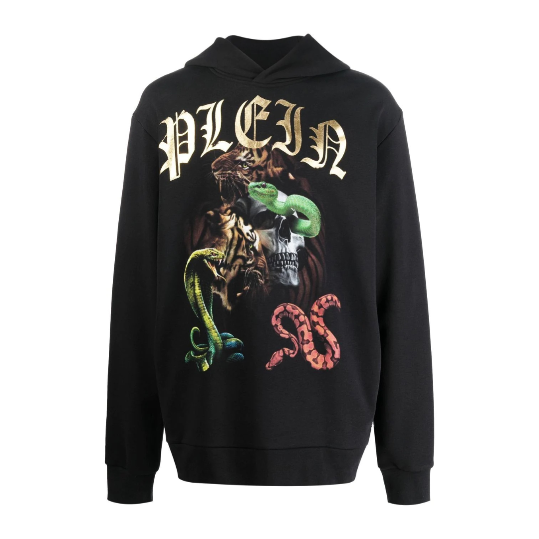 PHILIPP PLEIN graphic print cotton hoodie featuring a bold skull artwork available at Lestyle Boutique Melbourne