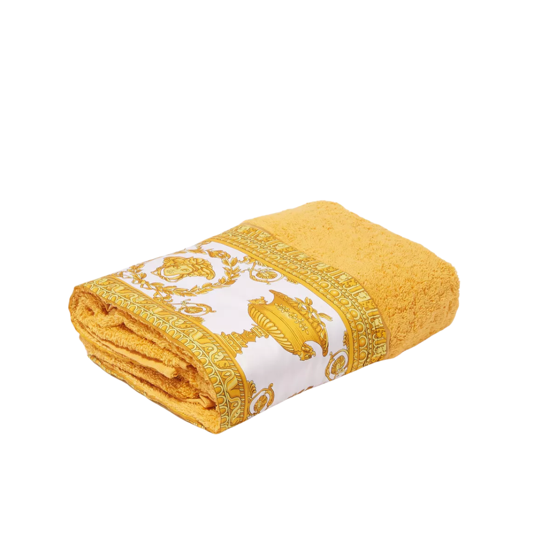 Versace Home Gold Baroque Face Towel featuring Baroque-inspired gold pattern available at Lestyle Boutique Melbourne