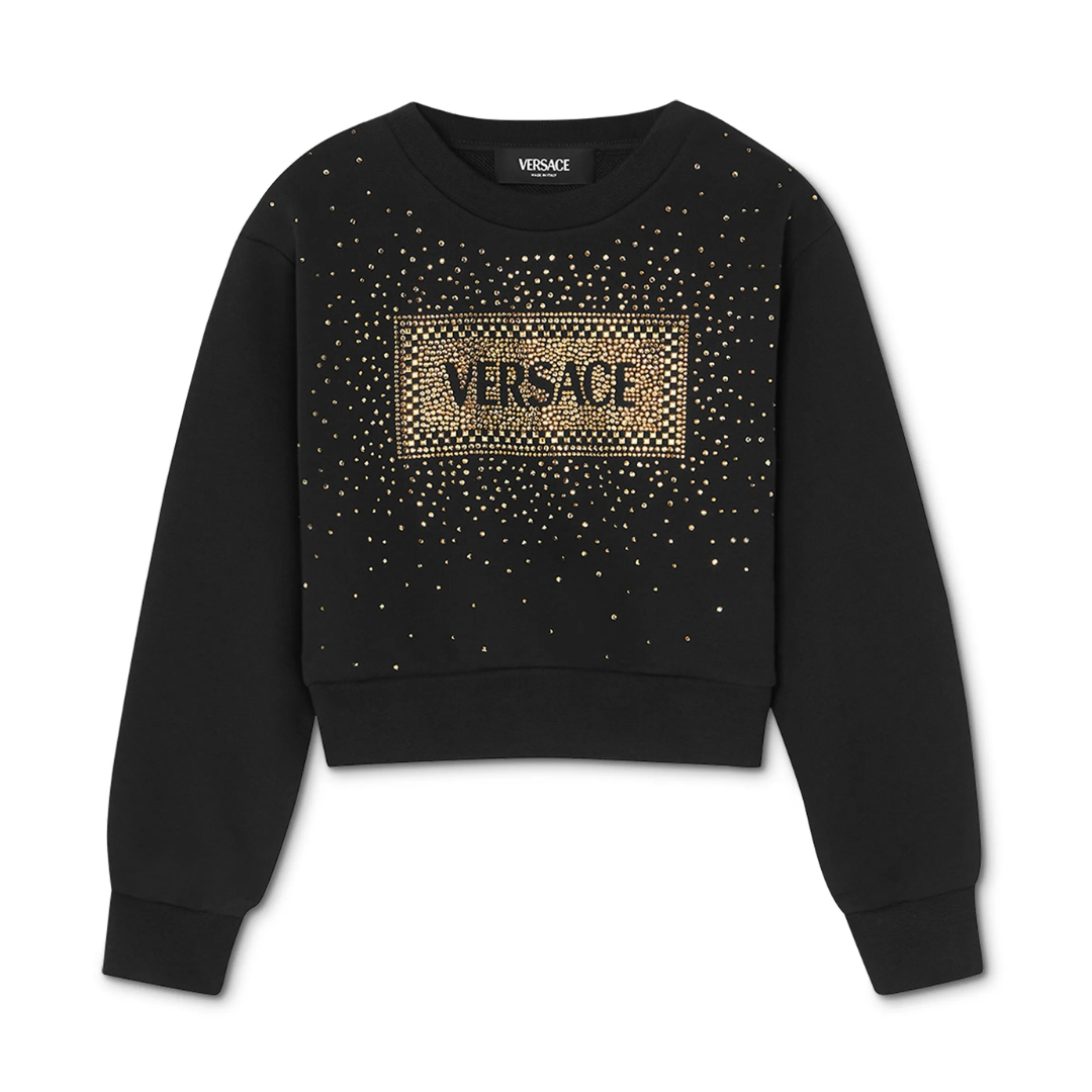VERSACE KIDS SWEATSHIRT featuring crystal and stud embellishments available at Lestyle Boutique Melbourne
