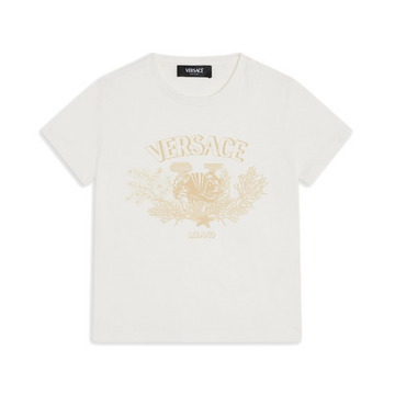 Versace Kids logo-print cotton T-shirt featuring crest logo available at Lestyle Boutique Melbourne