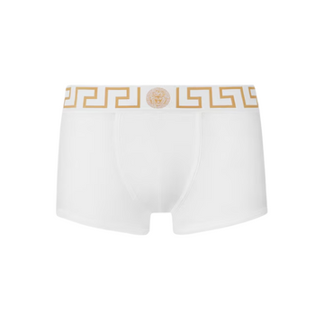 Versace low rise trunk featuring gold Greek key waistband available at Lestyle Boutique Melbourne