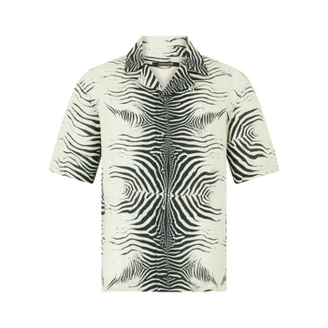 Roberto Cavalli shirt featuring mini zebra print short-sleeve linen top available at Lestyle Boutique Melbourne
