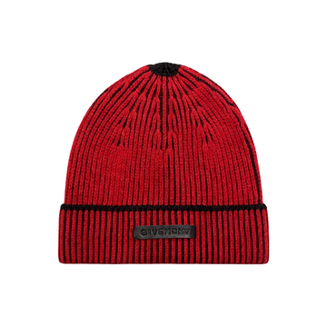 GIVENCHY BEANIE featuring ribbed knit red with black cuff available at Lestyle Boutique Melbourne