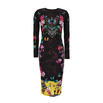Versace Jeans Couture midi dress featuring floral-butterfly print available at Lestyle Boutique Melbourne