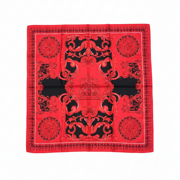 VERSACE SCARF featuring ornate red and black baroque pattern available at Lestyle Boutique Melbourne
