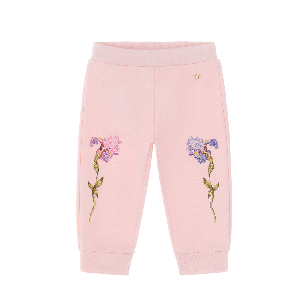 Roberto Cavalli Kids cotton sweatpants with flower embroidery available at Lestyle Boutique Melbourne