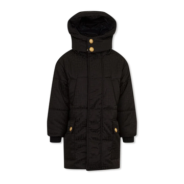 Balmain Kids Long-Sleeved Monogram Hooded Coat featuring monogram detailing available at Lestyle Boutique Melbourne