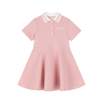 Fendi Kids dress featuring pink polo collar and embroidered chest logo available at Lestyle Boutique Melbourne