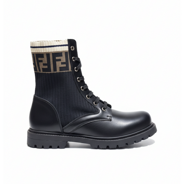 Fendi boot featuring FF logo knit cuff available at Lestyle Boutique Melbourne
