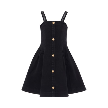 Balmain Dress for Girls featuring logo shoulder straps and back zip, available at Lestyle Boutique Melbourne