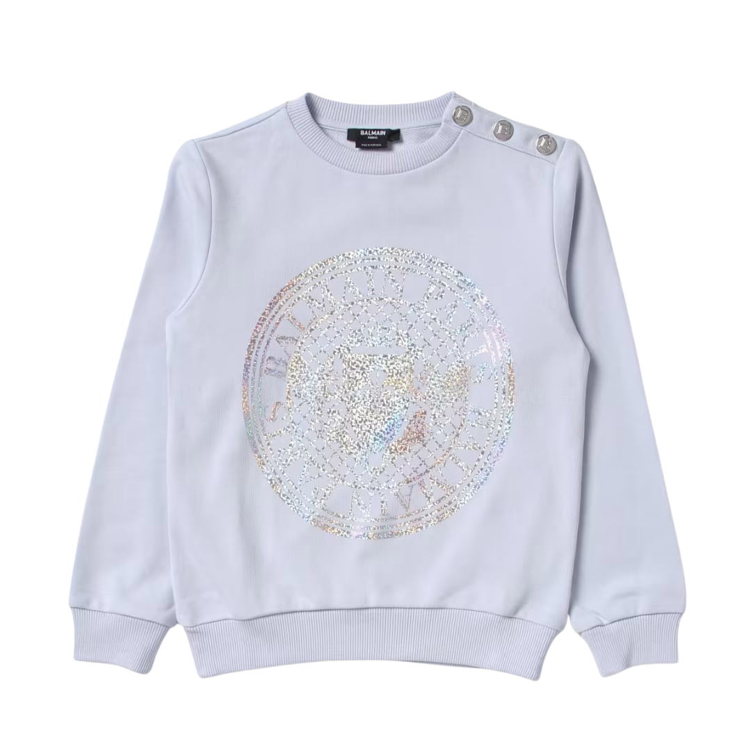 Balmain Kids Logo Sweatshirt featuring logo crest available at Lestyle Boutique Melbourne