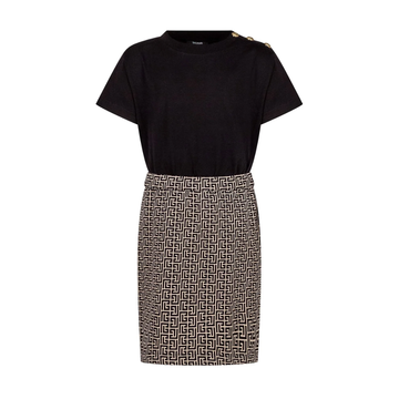 Balmain Kids Crew Neck Logo Dress featuring logo available at Lestyle Boutique Melbourne
