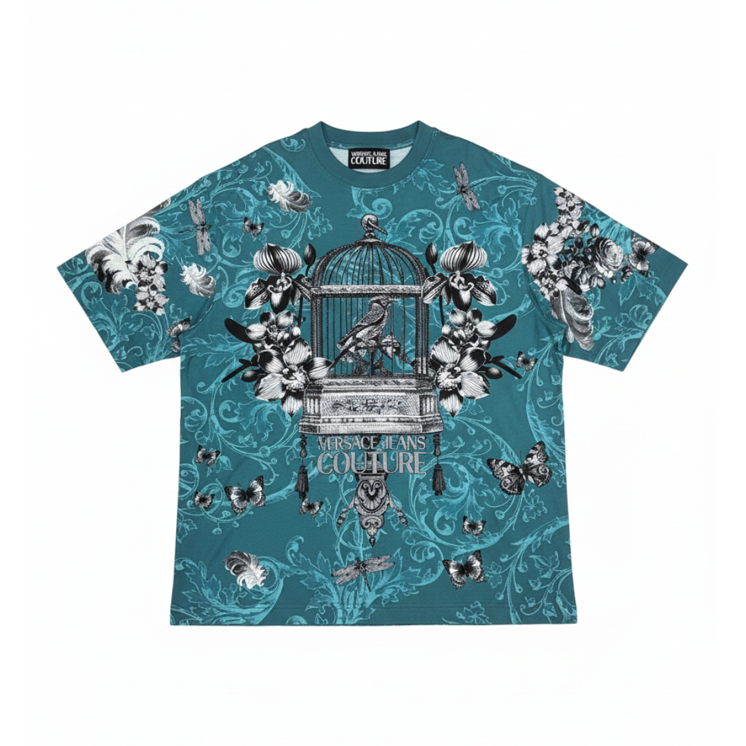 VERSACE JEANS COUTURE T-SHIRT featuring bird cage print available at Lestyle Boutique Melbourne