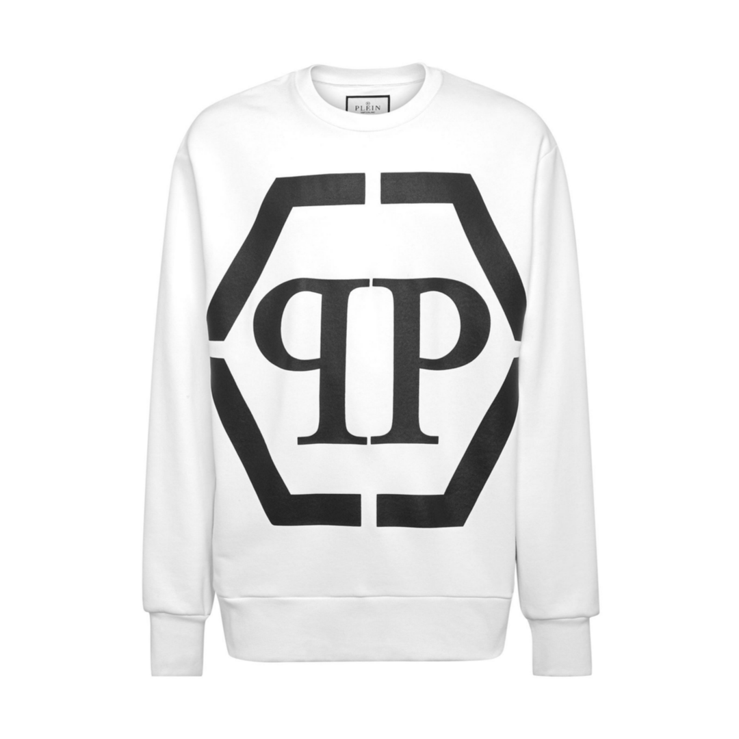 PHILIPP PLEIN SWEATSHIRT LS HEXAGON featuring hexagon logo with PP monogram available at Lestyle Boutique Melbourne