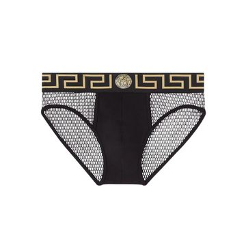 Versace mesh Greca border briefs featuring mesh waistband available at Lestyle Boutique Melbourne