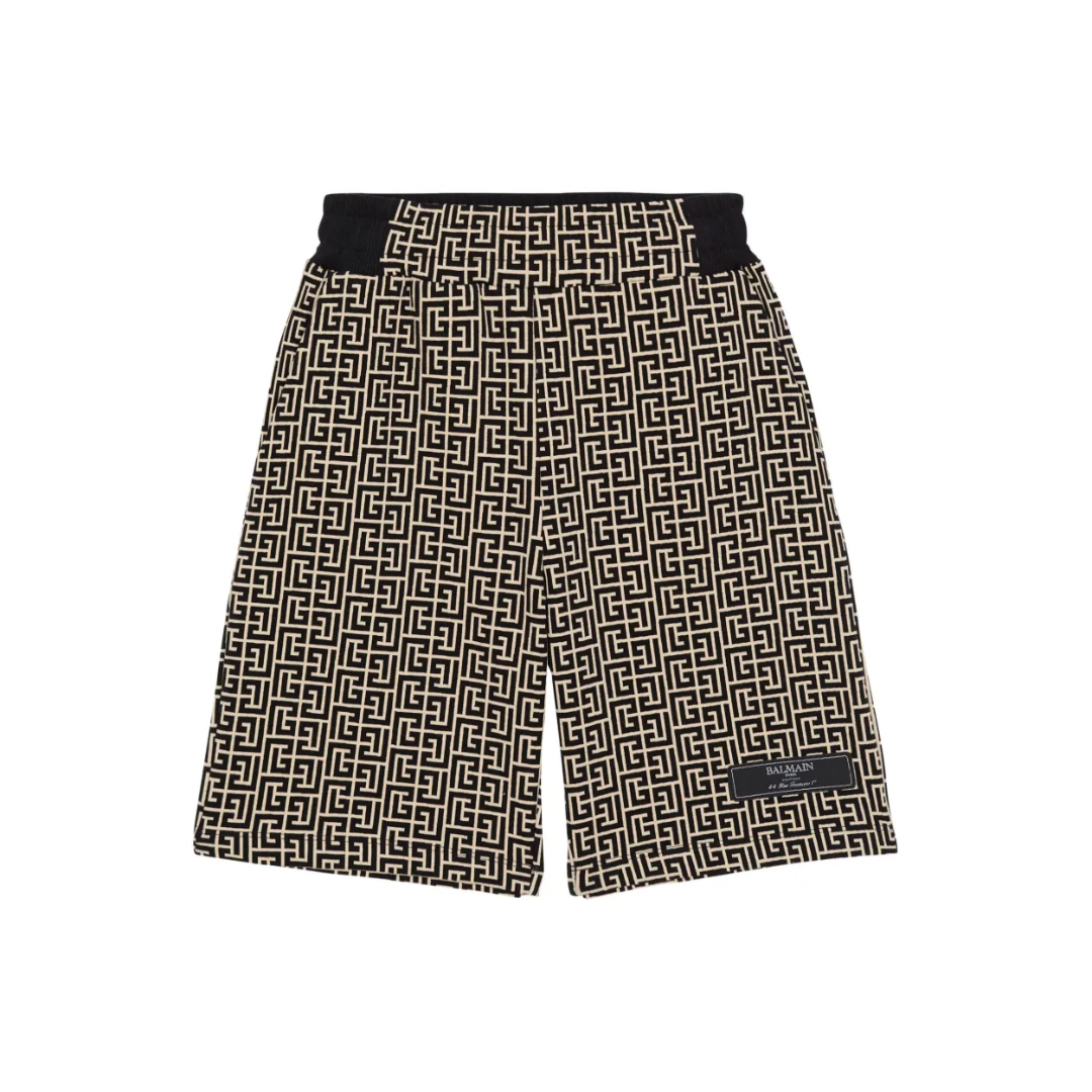 Balmain Kids Labyrinth Shorts featuring labyrinth pattern available at Lestyle Boutique Melbourne