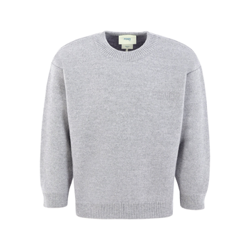 Fendi Kids sweater with logo for girls, grey knit available at Lestyle Boutique Melbourne