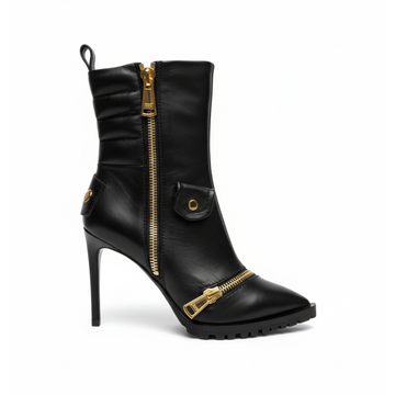MOSCHINO boots featuring gold zipper detail available at Lestyle Boutique Melbourne