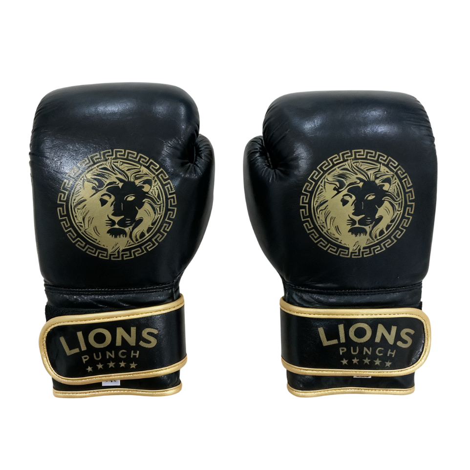 Lions Punch boxing gloves with gold lion emblem available at Lestyle Boutique Melbourne