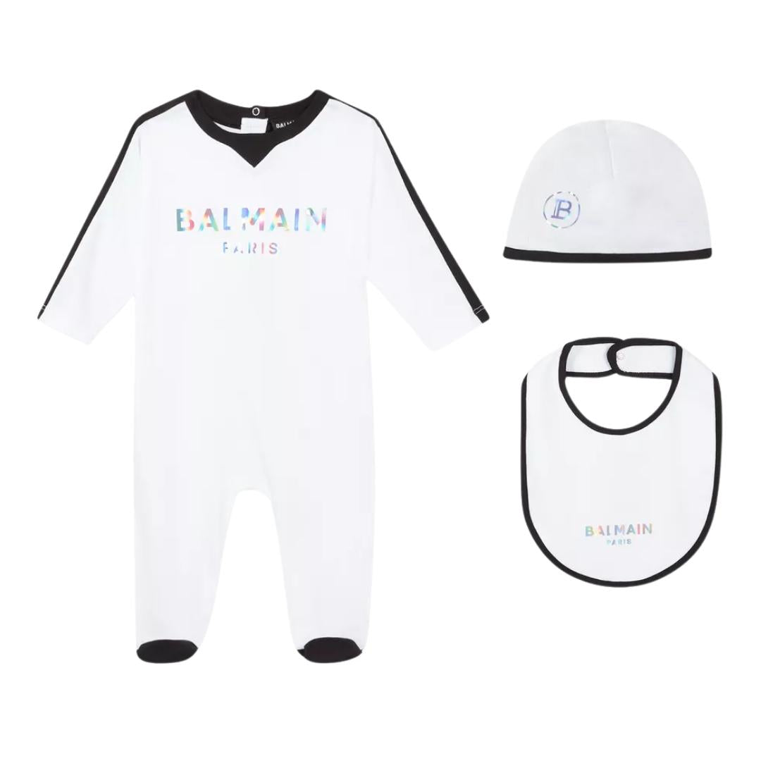 Balmain Logo Cotton Set featuring holographic logo print available at Lestyle Boutique Melbourne