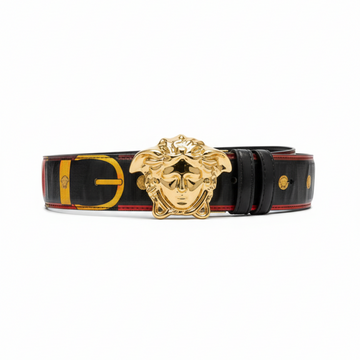 Versace belt featuring a gold Medusa buckle and reversible strap, available at Lestyle Boutique Melbourne