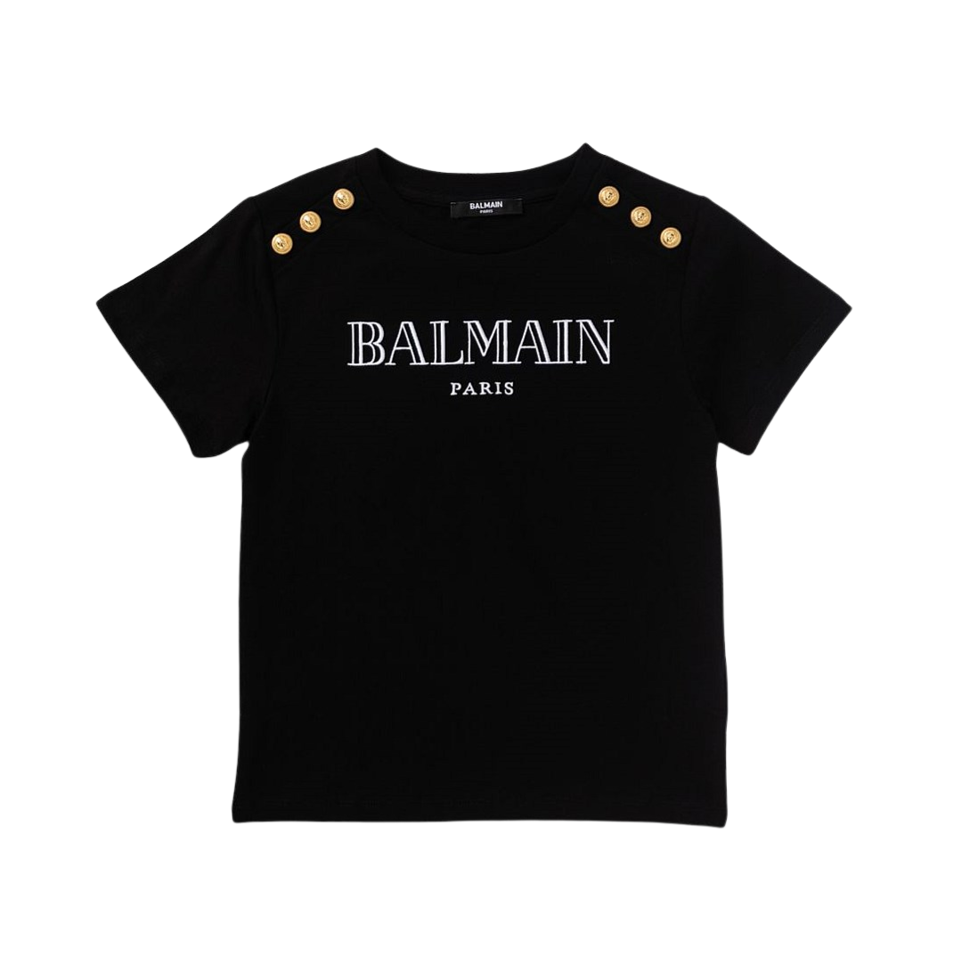 BALMAIN T-SHIRT featuring signature embossed shoulder buttons available at Lestyle Boutique Melbourne